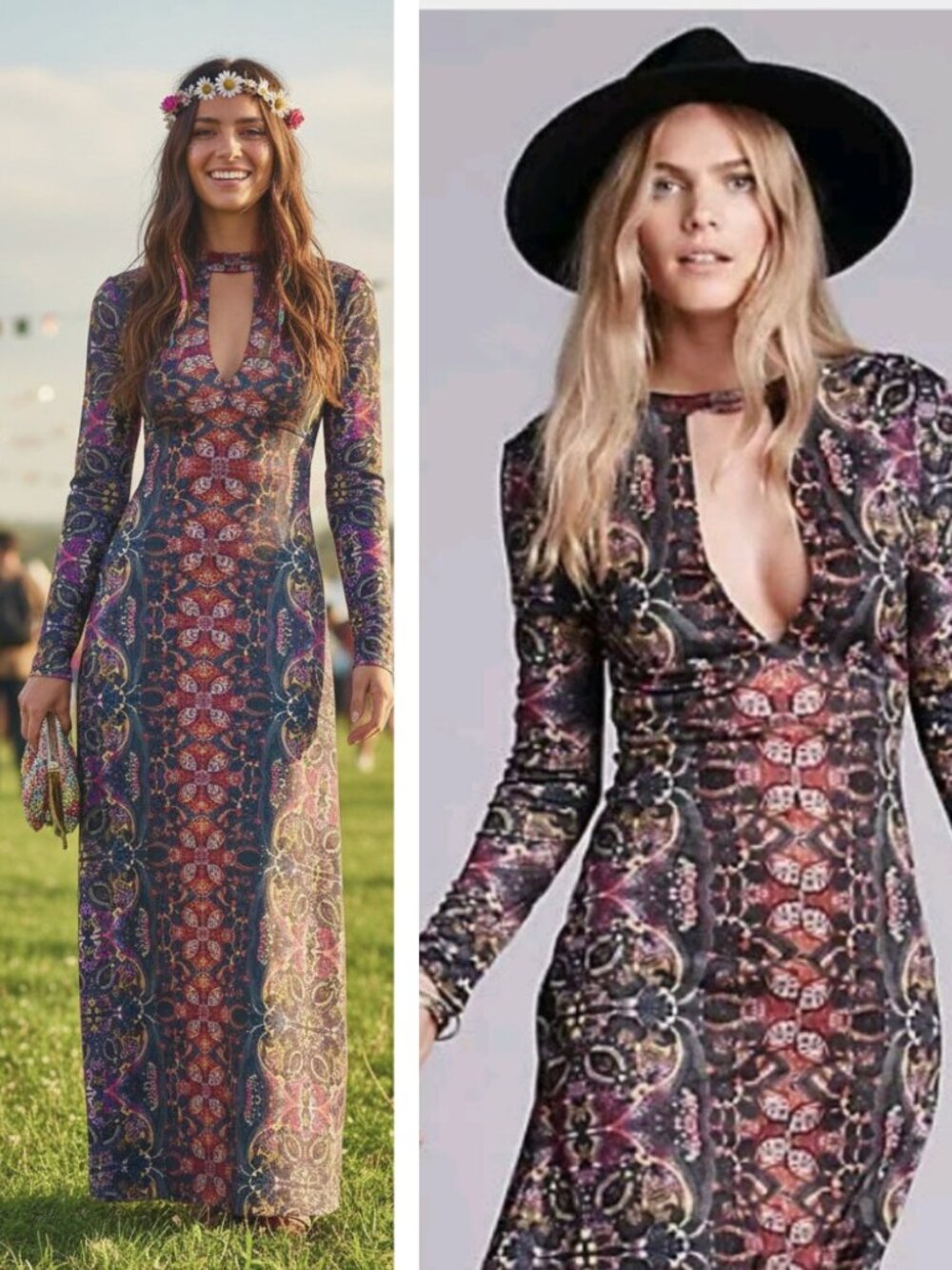 Free People Cabaret Maxi Dress Sunrise Combo XS